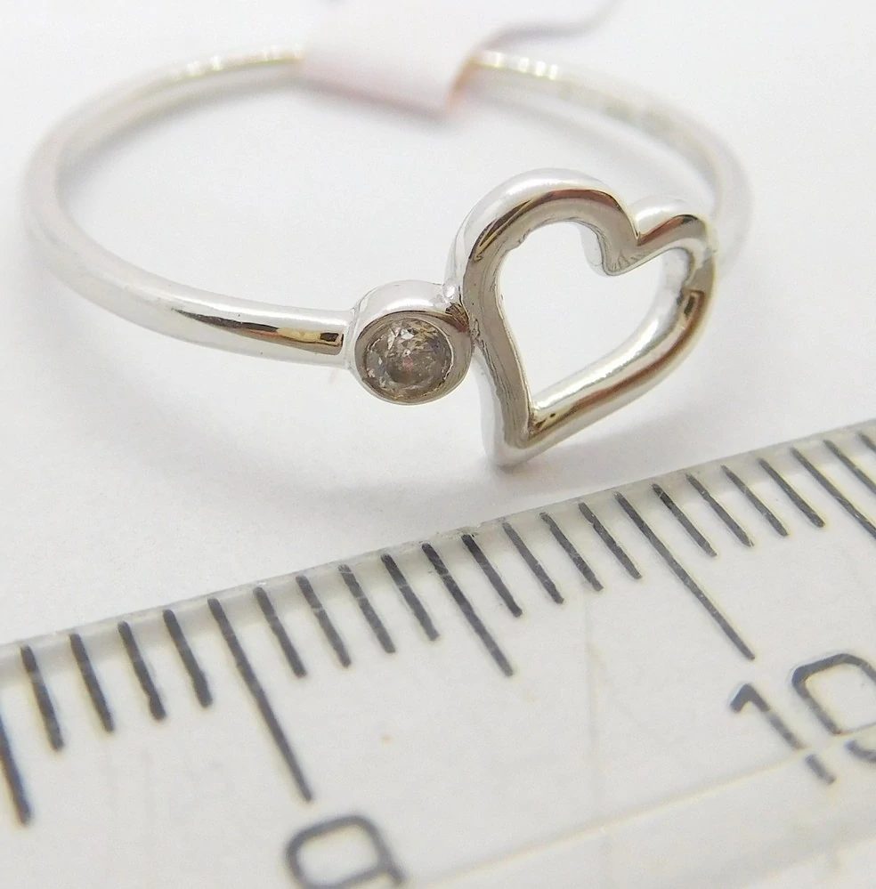 Klenoty Budín Dámský zlatý prsten ze bílého zlata se zirkonem srdce 585/1,14gr vel. 56 HK1218