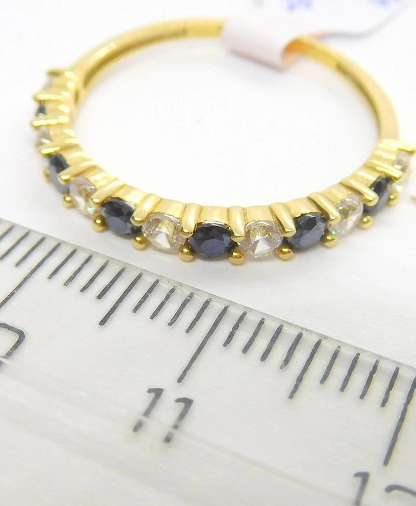 Klenoty Budín Mohutný dámský zlatý prsten se zirkony a modrými safíry 585/1,68gr vel. 60 HK1238