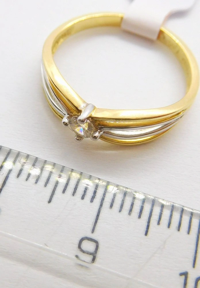 Klenoty Budín Dámský zásnubní zlatý prsten se zirkonem z bílého a žlutého AU 585/1,74gr vel. 52 HK1229