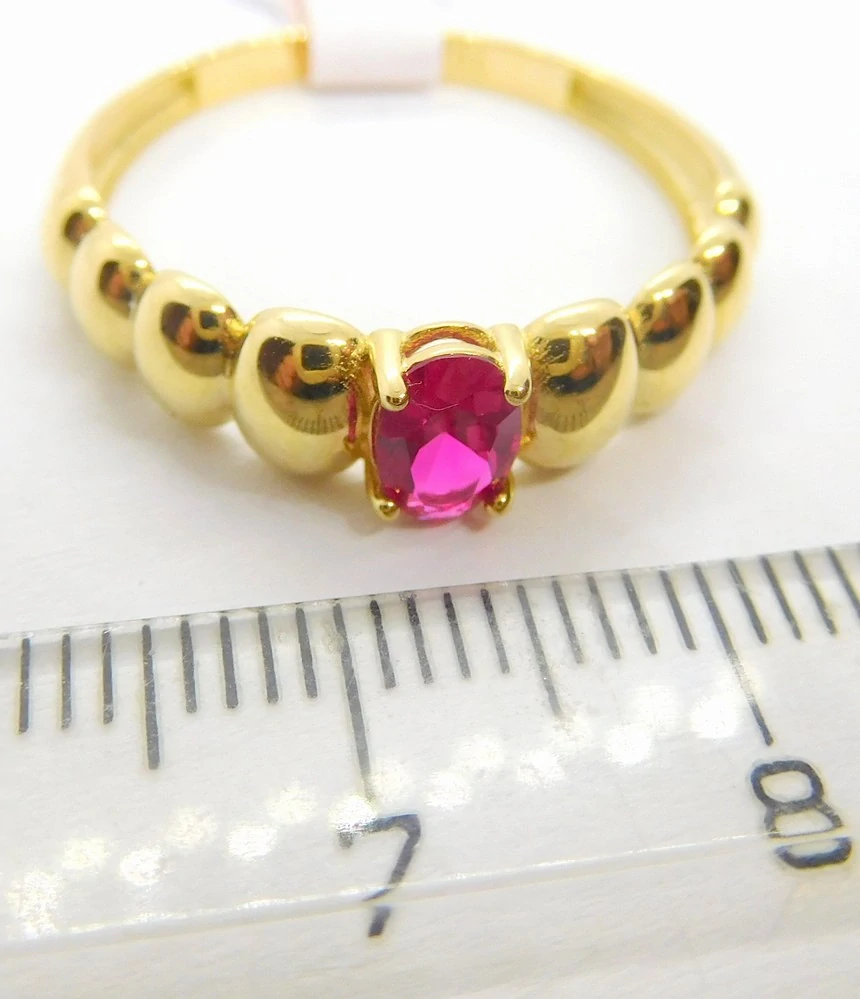 Klenoty Budín Mohutný zásnubní dámský zlatý prsten s červeným rubínem 585/1,69gr vel. 62 HK1239