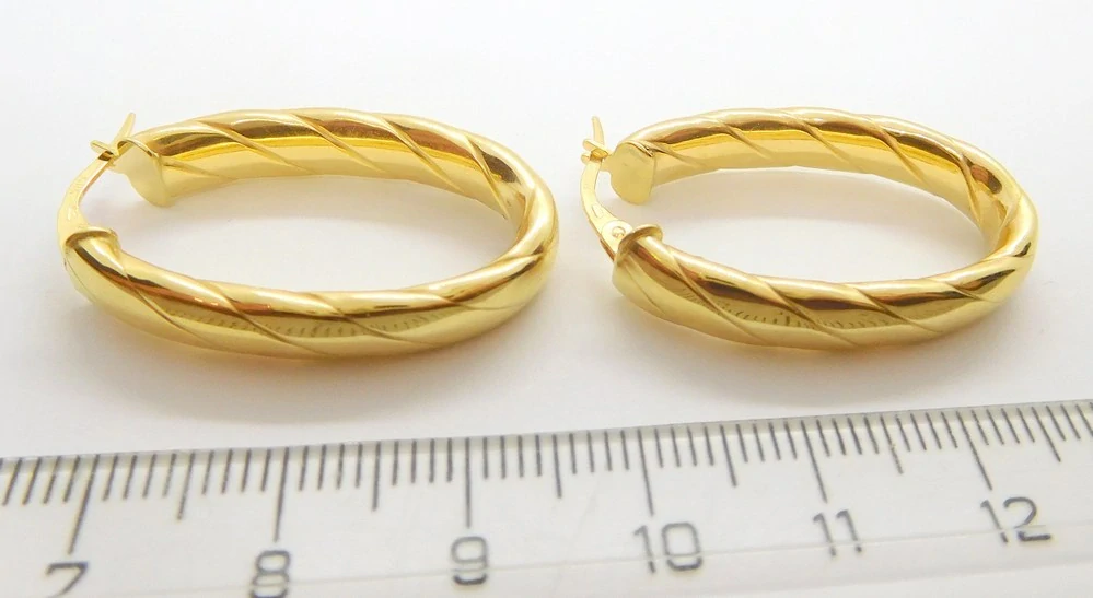 Klenoty Budín Dámské kruhové gravírované zlaté náušnice gravírované oválky 585/3,33gr HK2334