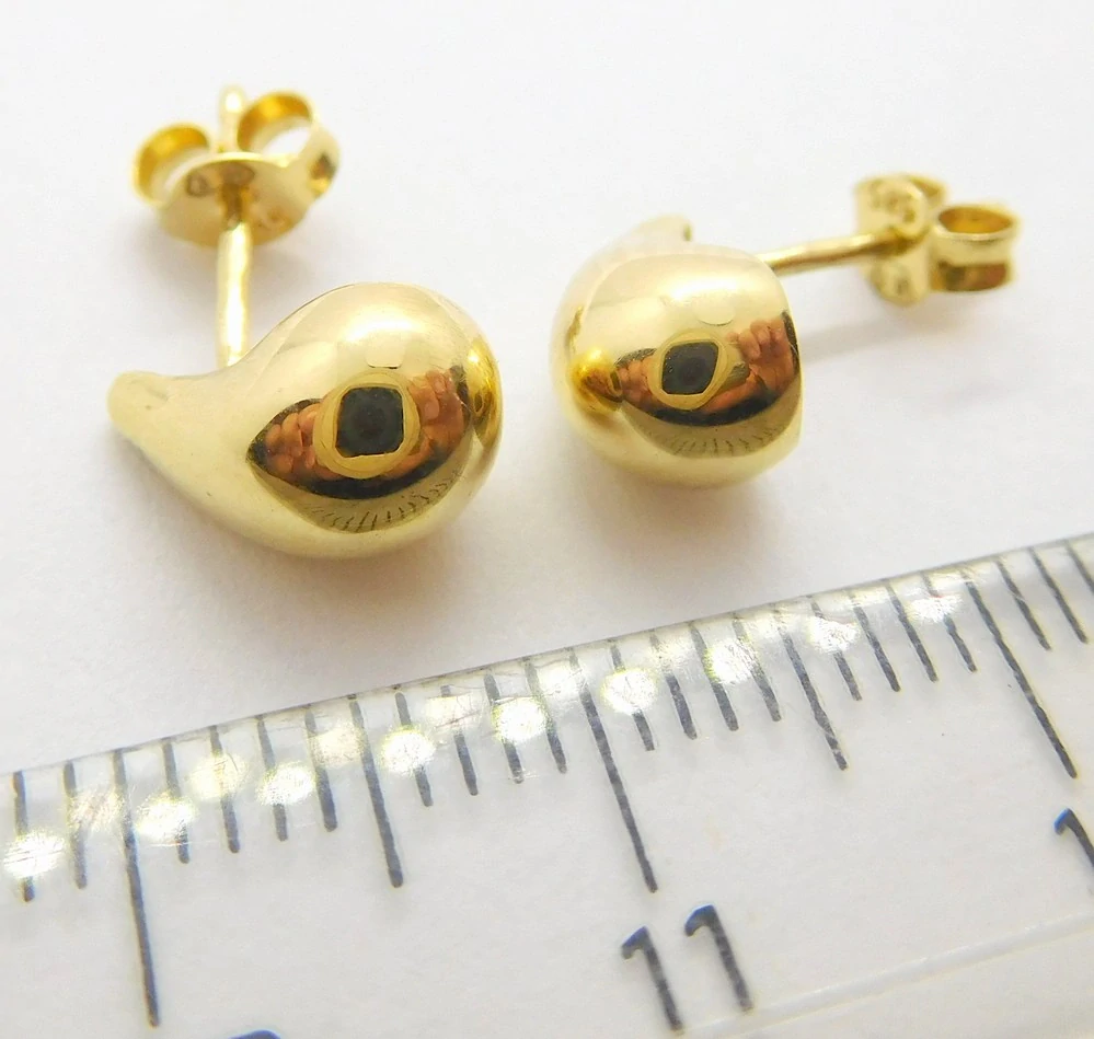 Klenoty Budín Dámské hladké pecičky ze žlutého zlata KAPKY na puzetku 585/1,51gr HK2337