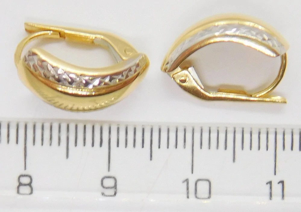 Klenoty Budín Dámské gravírované náušnice z bílého a žlutého zlata 585/1,60gr HK2339