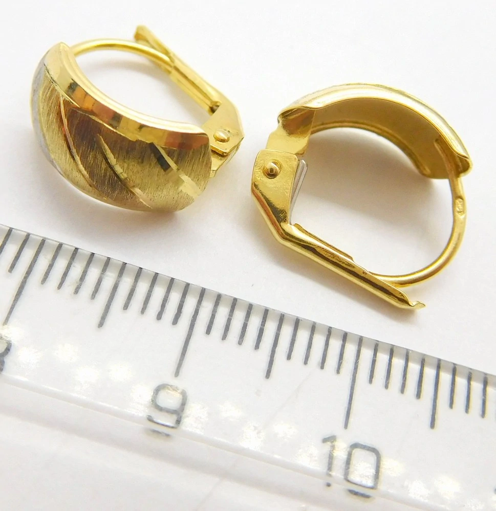 Klenoty Budín Dámské gravírované náušnice z bílého a žlutého zlata 585/1,66gr HK2340