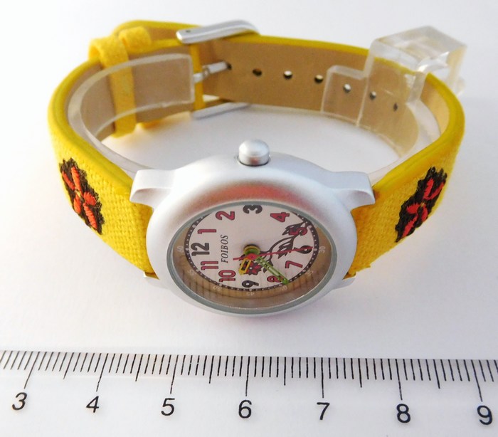 Foibos Dětské dívčí žluté hodinky Foibos 1055.2 pro malé děvčata 