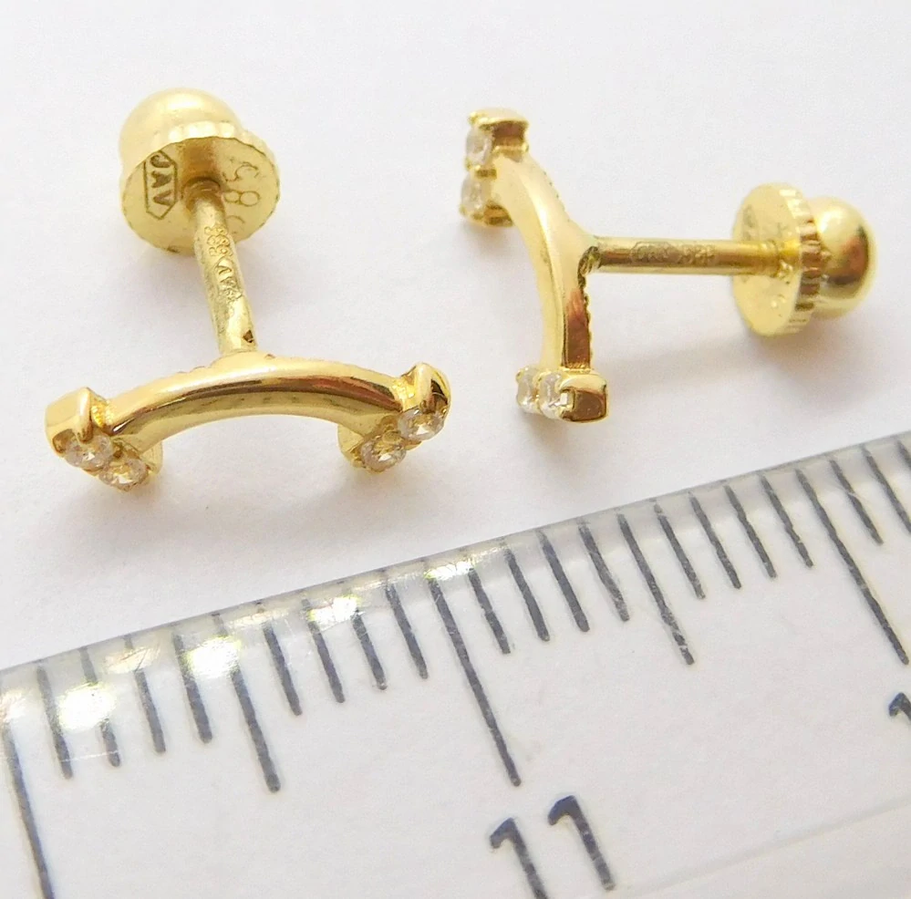 Klenoty Budín Dámské zlaté peckové náušnice SMILE na šroubek 585/0,86gr ZE0775XJ70-8600