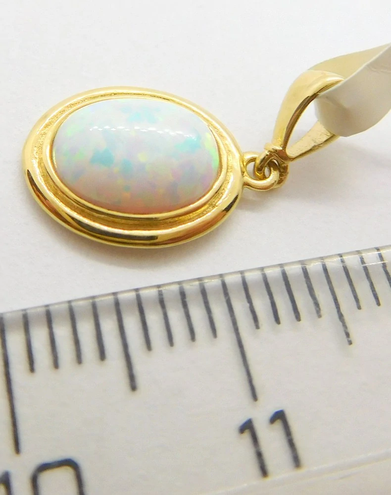 Klenoty Budín Dámský zlatý přívěsek oválek s velkým bílým opálem 585/0,95gr ZP0070SJ70-9500