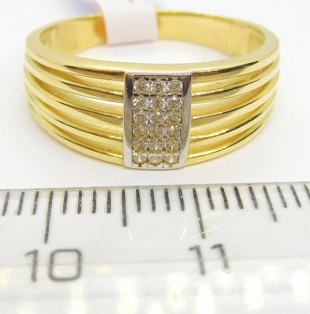 Klenoty Budín Mohutný dámský prsten ze žlutého zlata a zirkony 585/3,80gr vel. 59 HK1242