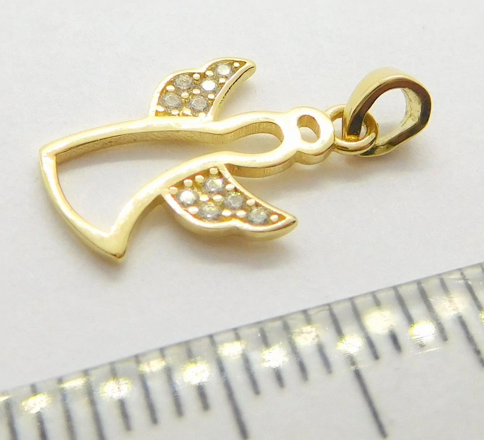 Klenoty Budín Dámský zlatý přívěsek se zirkony andělíček 585/0,78gr HK3247