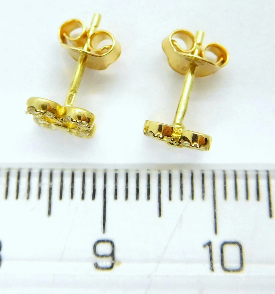 Klenoty Budín Dámské peckové zlaté náušnice na puzetku se zirkony 585/1,04gr HK2361