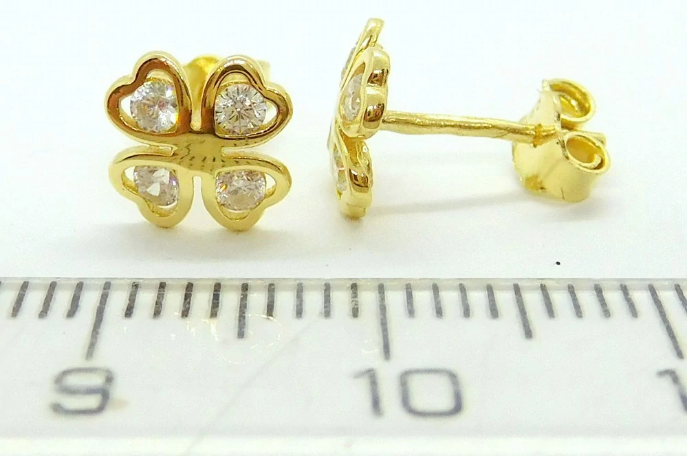 Klenoty Budín Dámské peckové zlaté náušnice na puzetku se zirkony 585/1,04gr HK2360