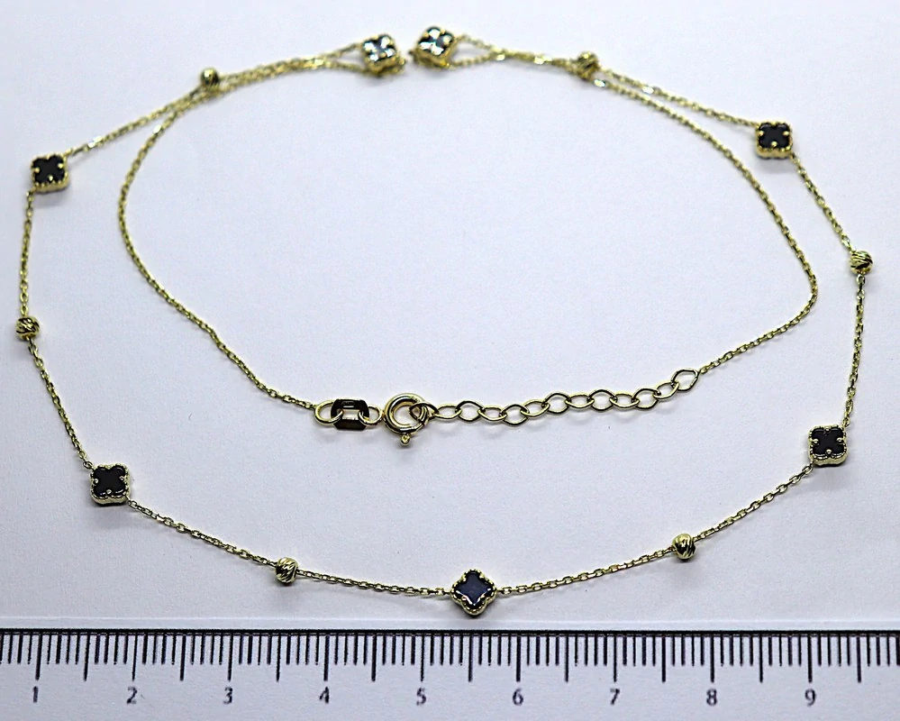 Klenoty Budín Dámský zlatý náhrdelník s černými onyxy 585/2,70gr 45cm HK4068