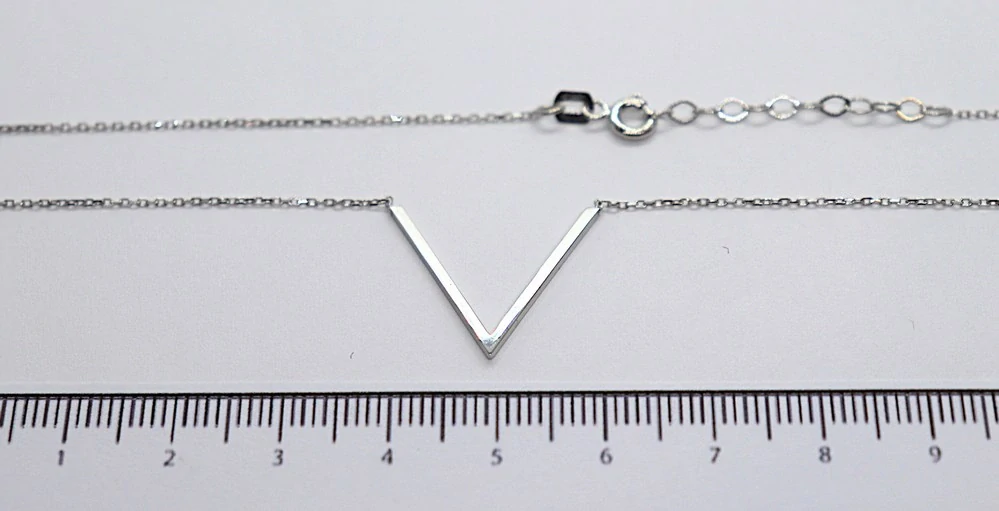 Klenoty Budín Dámský zlatý náhrdelník hladký trojúhelník z bílého zlata 585/1,70gr 45cm HK4073