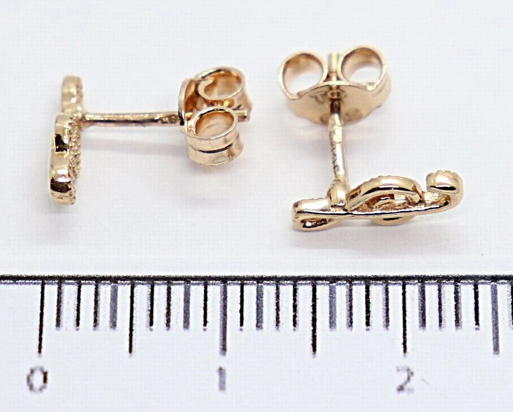 Klenoty Budín Dámské peckové zlaté náušnice z růžového zlata na puzetku houslový klíč 585/1,00gr HK2355