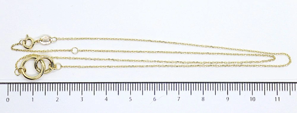 Klenoty Budín Dámský zlatý náhrdelník ze žlutého zlata s propletenými kroužky 585/1,48gr 42+3cm HK4070