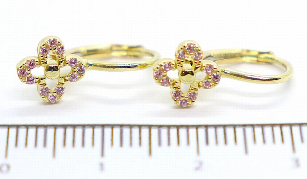 Klenoty Budín Dětské zlaté náušnice se zirkony 585/1,40gr HK2385