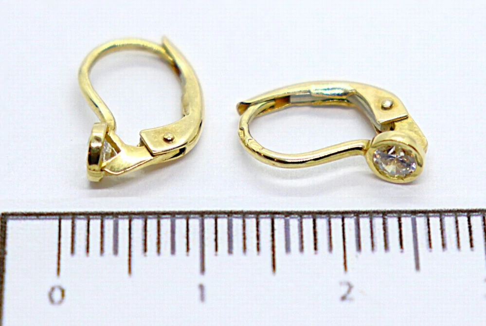 Klenoty Budín Dívčí klasické zlaté náušnice se zirkony na patent 585/1,25gr HK2384