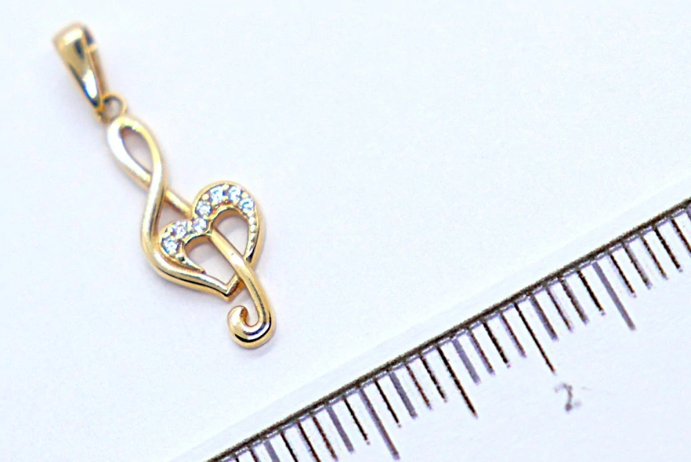 Klenoty Budín Dámský zlatý přívěsek z růžového zlata se zirkony houslový klíč 585/0,60gr HK3255