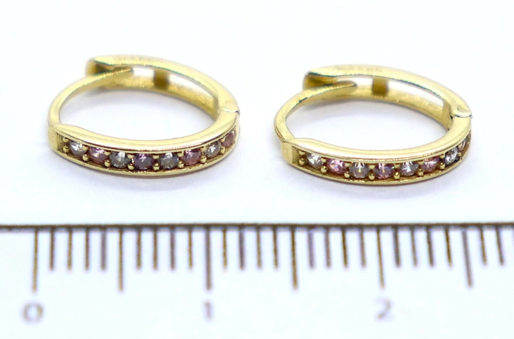 Klenoty Budín Dívčí zlaté kruhové náušnice se zirkony oválky 585/0,97gr HK2413