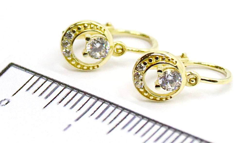 Klenoty Budín Dětské zlaté náušnice se zirkony 585/1,28gr HK2372