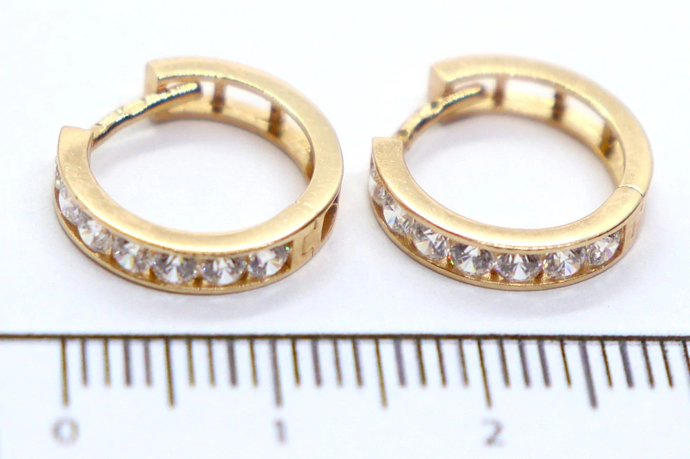 Klenoty Budín Dámské kruhové zlaté náušnice z růžového zlata se zirkony 585/2,08gr HK2409