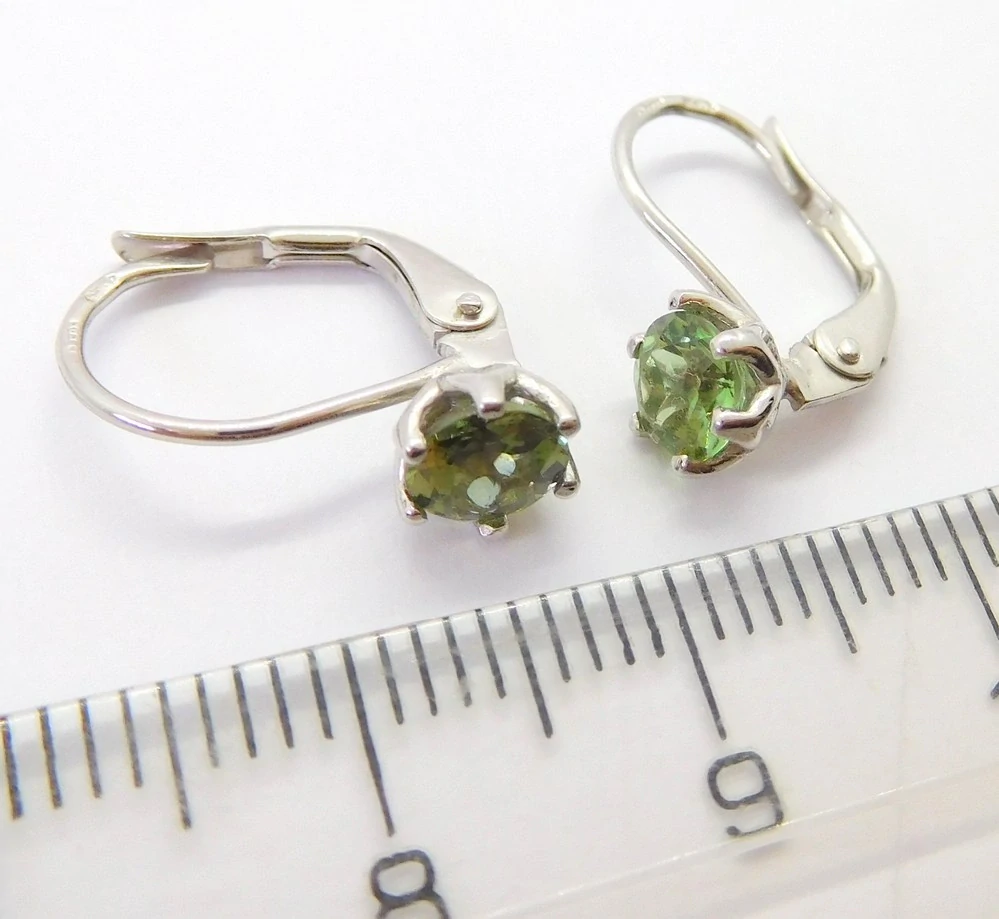 Klenoty Budín Dámské diamantové zlaté náušnice z bílého zlata s přírodními turmalíny 1,90CT 585/1,57gr B0131