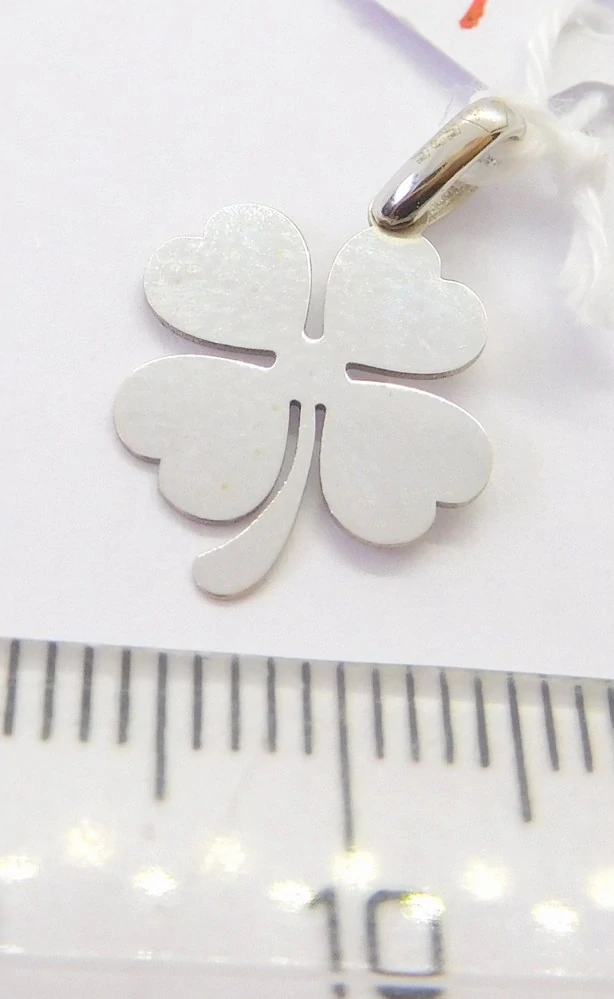 Klenoty Budín Dámský zlatý přívěsek z bílého zlata srdíčkový čtyřlístek pro štěstí 585/0,60gr HK3267