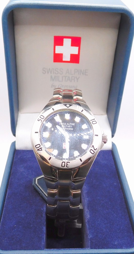 GROVANA Luxusní pánské švýcarské ocelové hodinky Swiss Alipne Millitary by Grovana 1501.1137