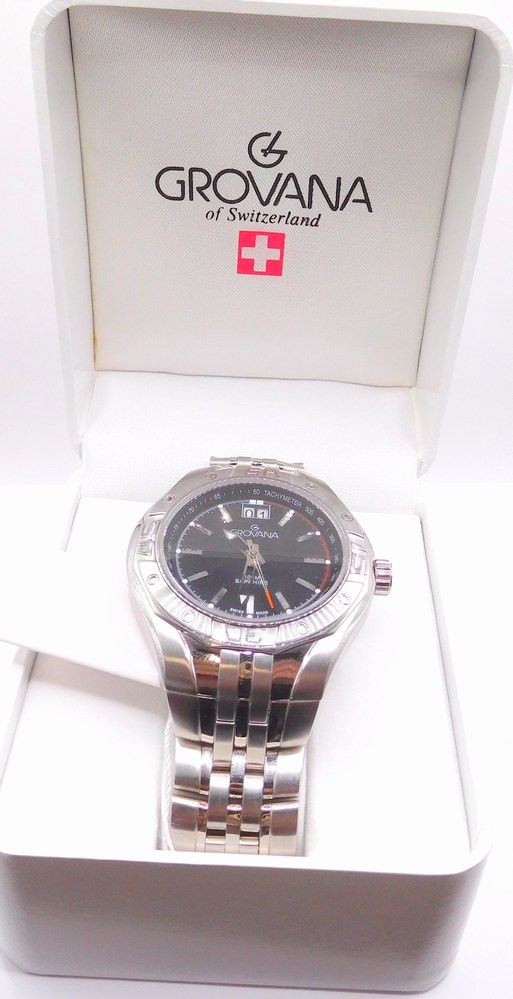 GROVANA Luxusní pánské švýcarské ocelové hodinky Swiss Alipne Millitary by Grovana 1610.1137