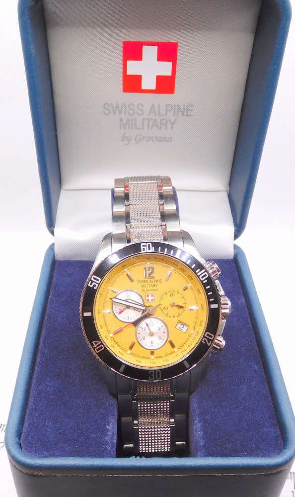 GROVANA Luxusní pánské švýcarské ocelové hodinky Swiss Millitary by Grovana 1615.9136