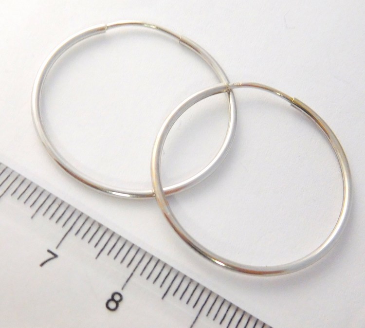 Klenoty Budín Velké hladké zlaté kruhy z bílého zlata 30mm/3,0cm 585/0,99gr H025