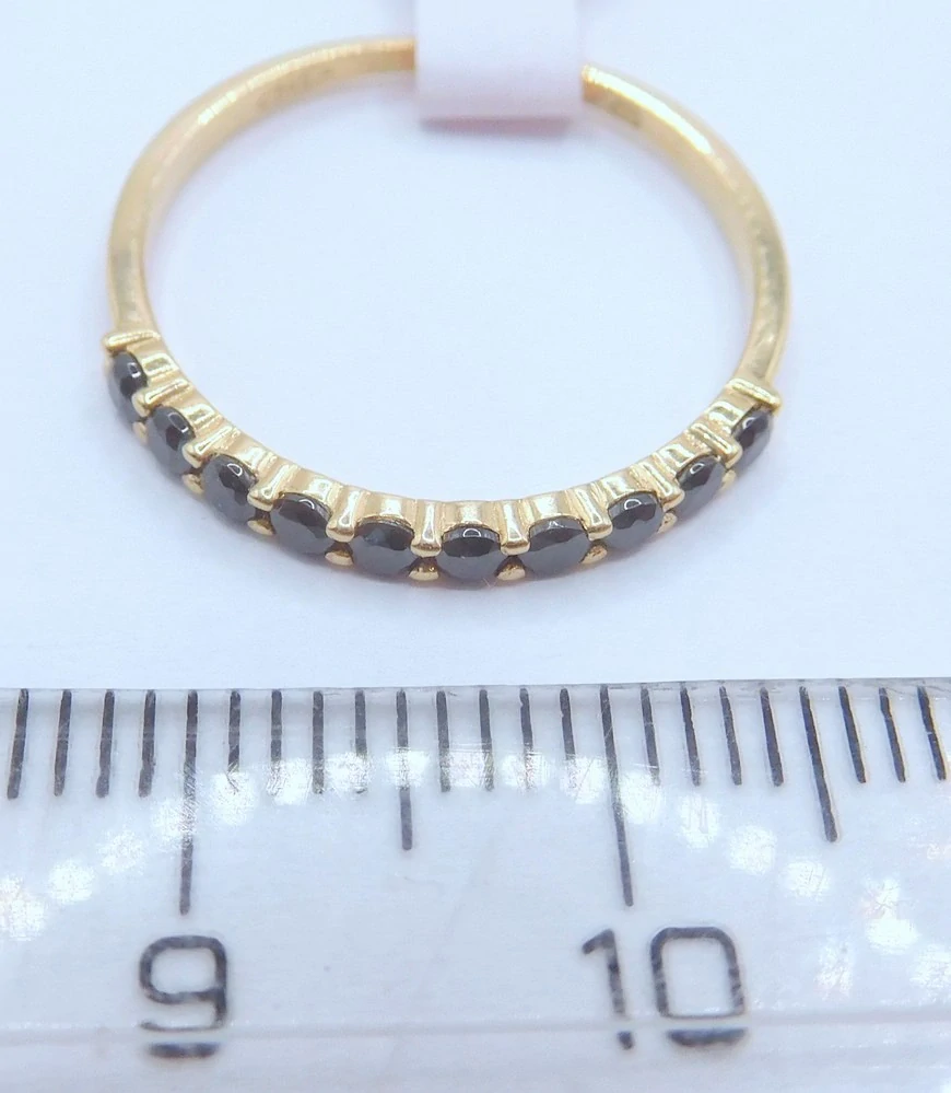 Klenoty Budín Dámský zlatý prsten s černými zirkony 585/1,12gr vel. 58 HK1304