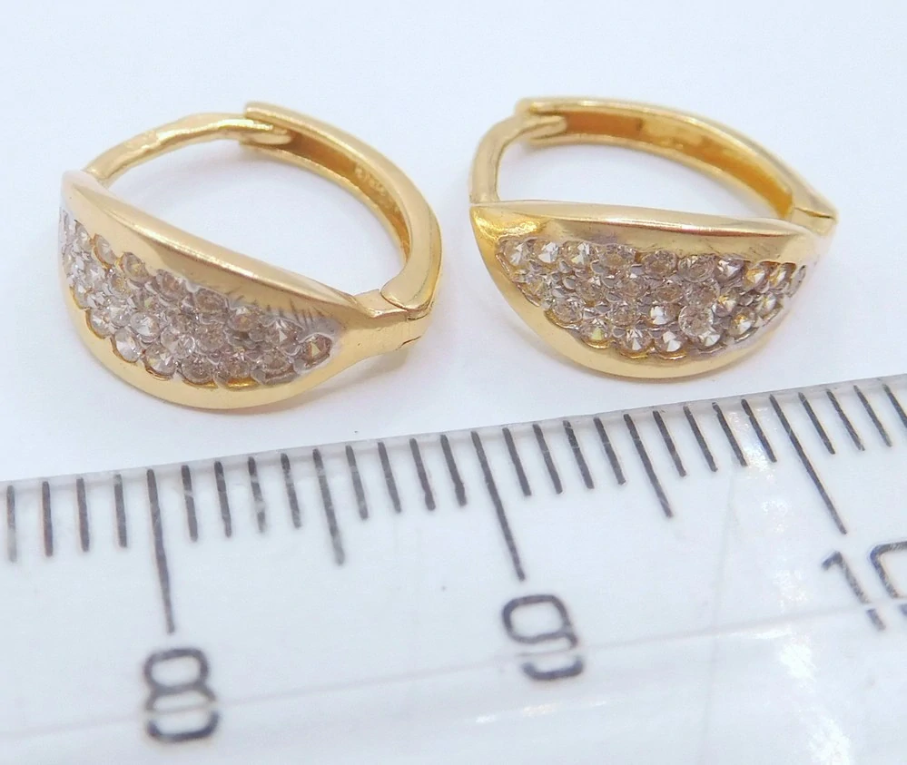 Klenoty Budín Dámské kruhové zlaté náušnice se zirkony kruhy 585/1,74gr HK2511