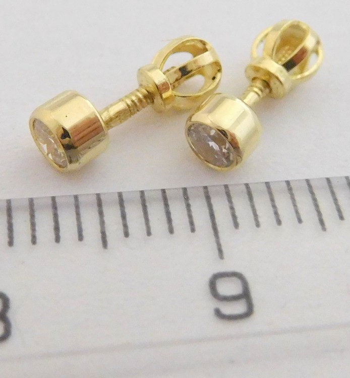 Klenoty Budín Zlaté pecičky se zirkony se zapínáním na šroubek 585/1,33gr HK2378