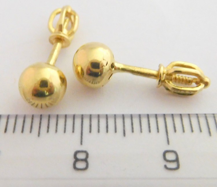 Klenoty Budín Velké zlaté pecičky (pecky 5mm) na šroubek 585/1,77gr H316