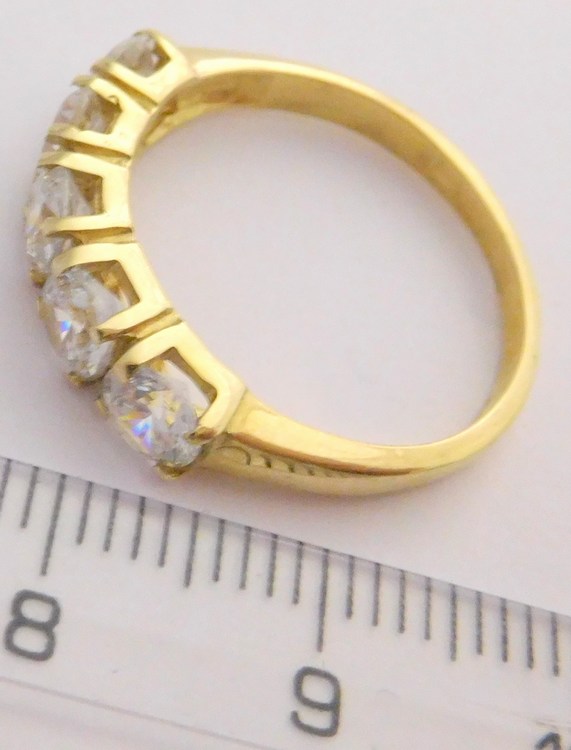 Klenoty Budín Dámský zlatý prstýnek se zirkony 5ks vel. 54 585/2,80gr HK1032