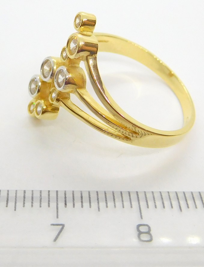 Klenoty Budín Mohutný zlatý prsten se zirkony 585/3,65gr vel. 59 HK1014B