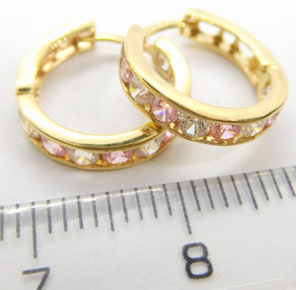 Klenoty Budín Dámské zlaté kruhové náušnice se zirkony a růženíny 585/1,67gr HK2129