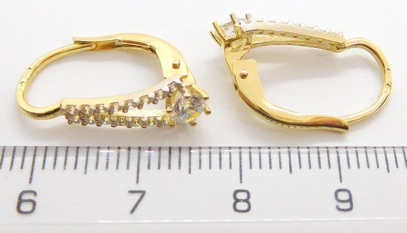 Klenoty Budín Mohutné luxusní zlaté náušnice se zirkony 34 ks 585/2,18gr HK2081