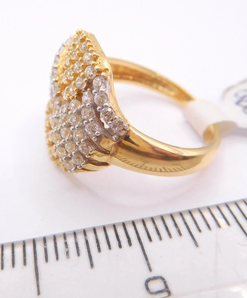 Klenoty Budín Luxusní obrovský zlatý dámský prsten posetý zirkony 80 ks 585/4,04gr vel.54 H237  