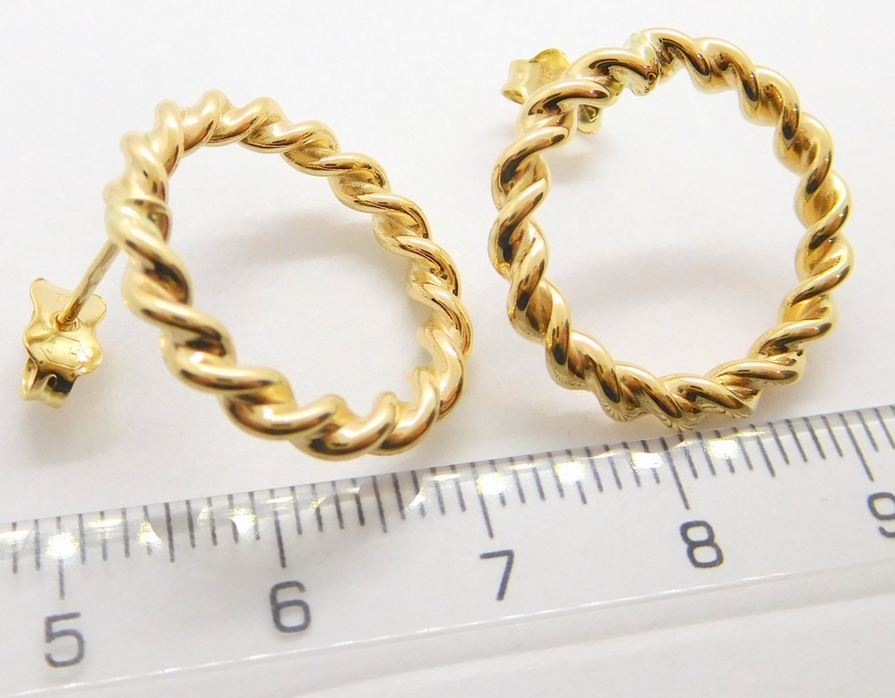 Klenoty Budín Dámské peckové gravírované zlaté náušnice na puzetku 585/2,10gr HK2211