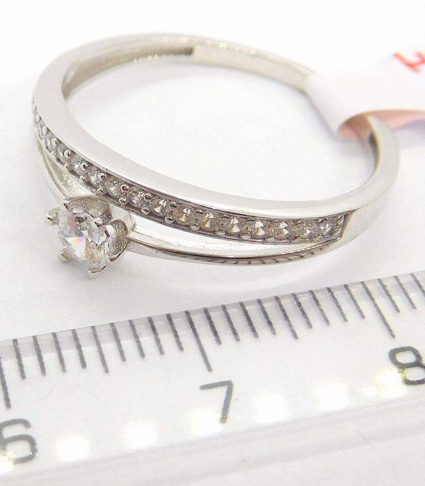 Klenoty Budín Mohutný dámský zásnubní prsten z bílého zlata se zirkony 585/1,99gr vel. 60 HK1128