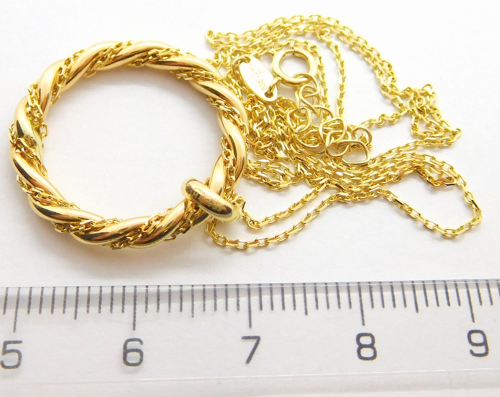 Klenoty Budín Mohutná zlatá souprava ze žlutého zlata s kruhem (zapletený) 585/3,12gr 42+3cm HK4032