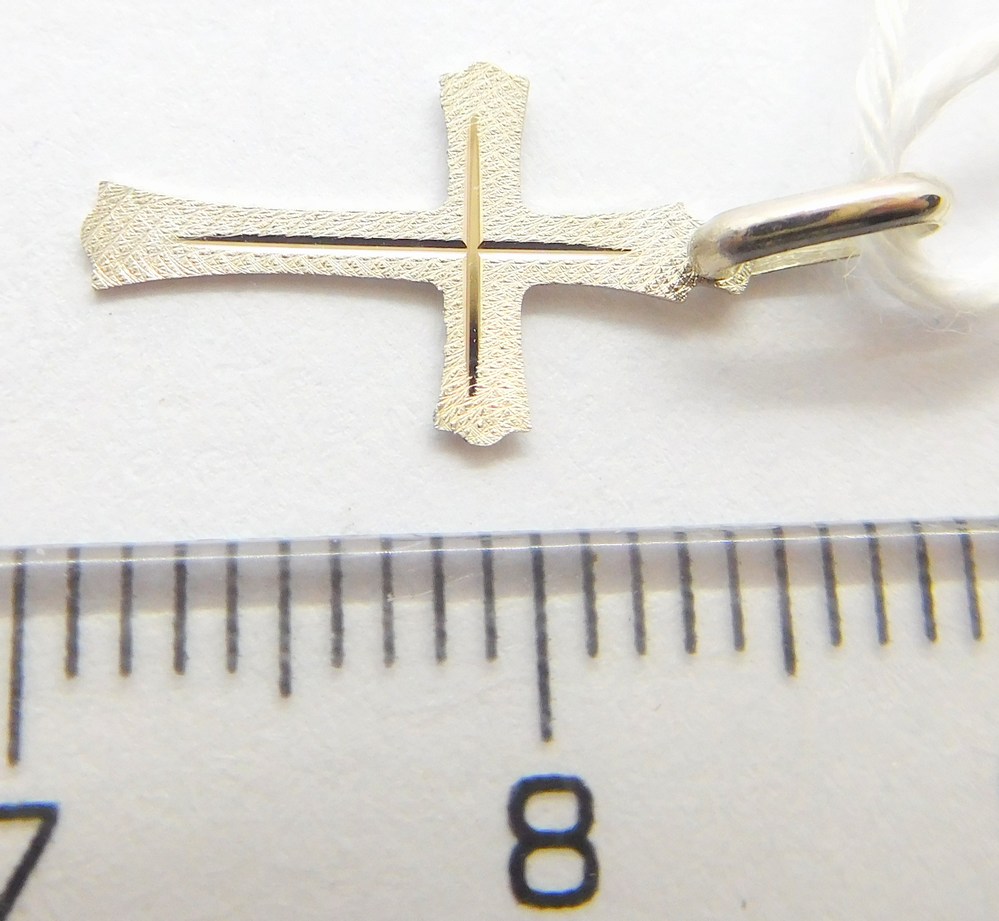 Klenoty Budín Dámský zlatý přívěsek křížek s gravírováním z bílého zlata 585/0,18gr GUPWN-01028