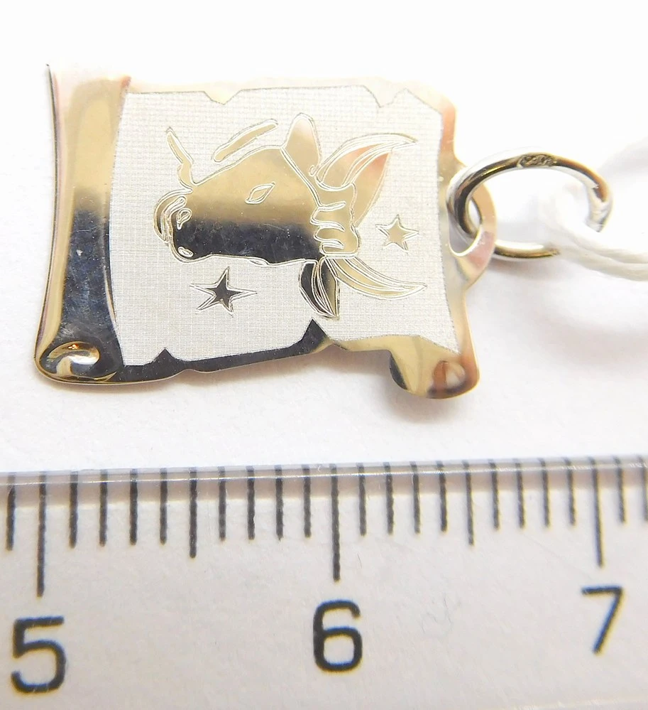 Klenoty Budín Zlatý přívěsek znamení BÝK v bílém zlatě na pergamenu 585/0,64gr GUPWN-58291