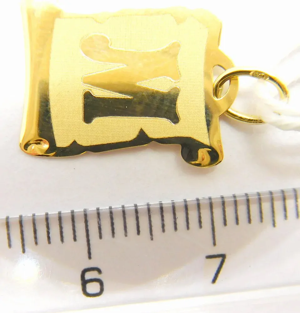 Klenoty Budín Zlatý přívěsek na pergamenu s gravírováním - písmenko M 585/0,48gr GUPYN-85221