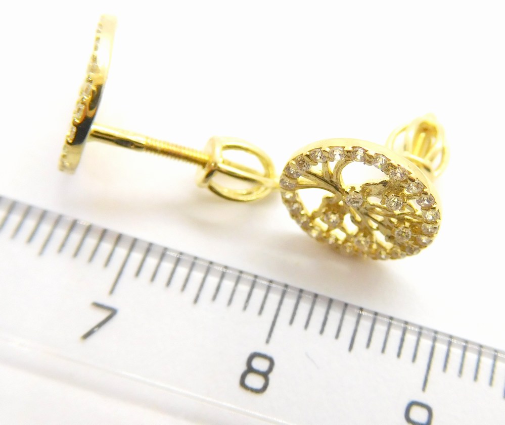 Klenoty Budín Zlaté náušnice se zirkony (stromy života) na šroubek 585/1,45gr 6630413