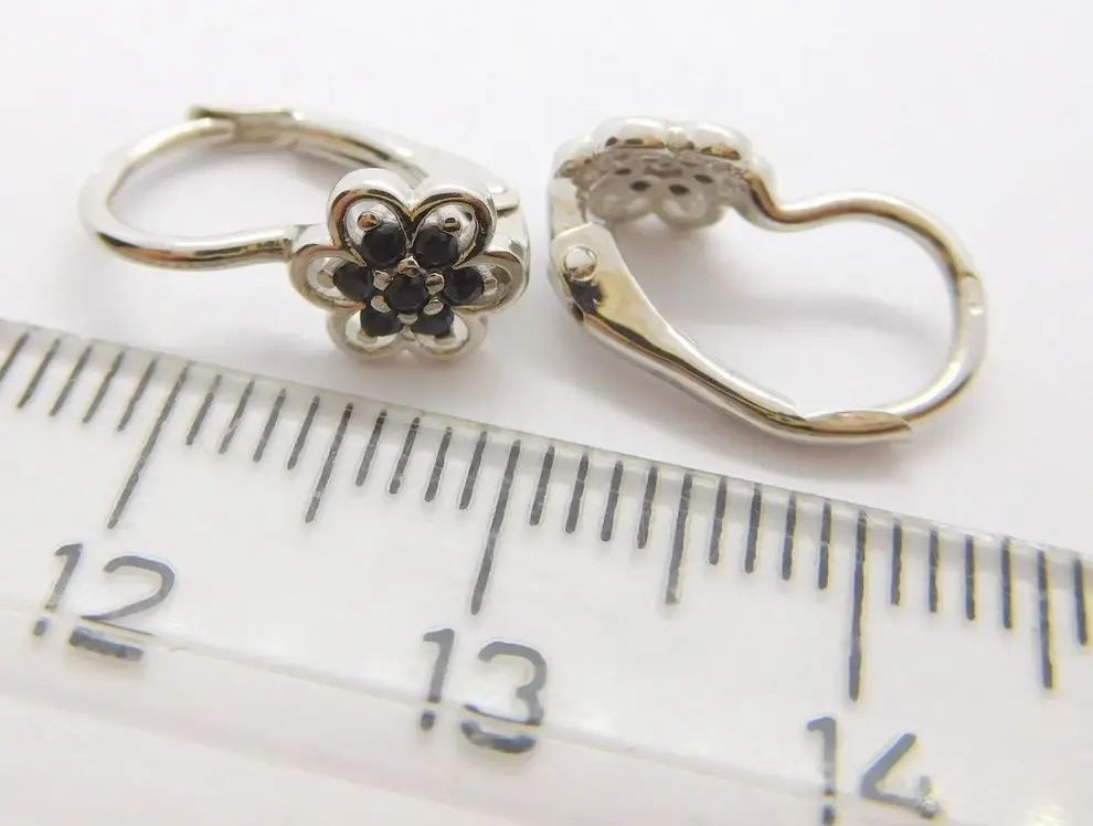 Klenoty Budín Dětské zlaté náušnice s černými zirkony 585/1,47gr H2225