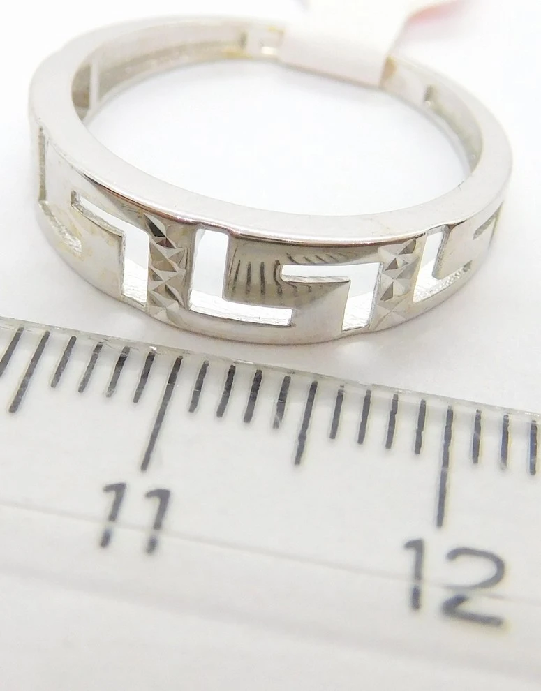 Klenoty Budín Dámský prsten z bílého zlata s gravírováním - řecký typ 585/1,69gr vel. 54 HK1149