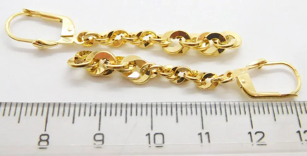 Klenoty Budín Dámské visací řetízkové zlaté náušnice na patent 585/1,67gr HK2284